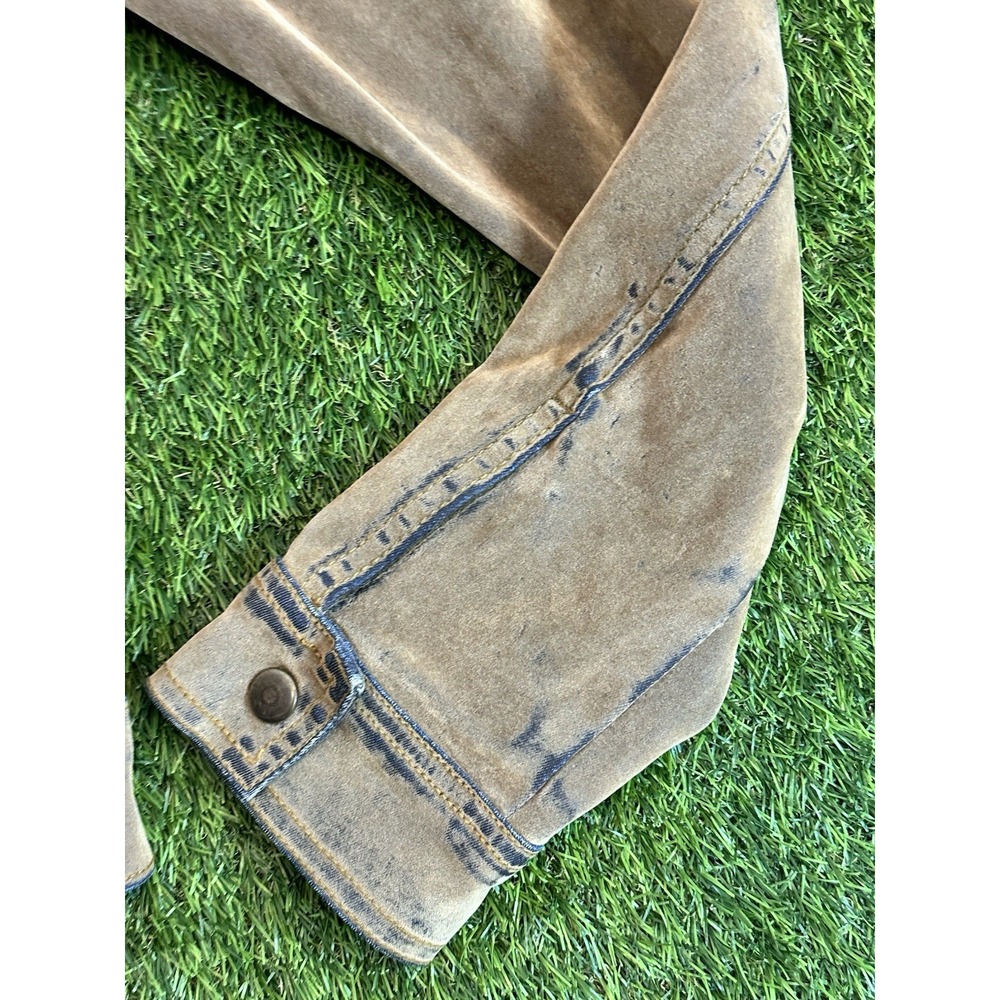 Vintage Y2K Denim‎ Jacket Women Large Tan Blue Ombré Faded Indie Bratz Identity - Picture 6 of 15